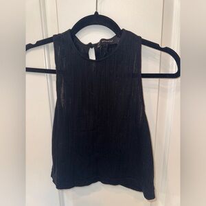 Cropped gauze racer back tank in black. XS